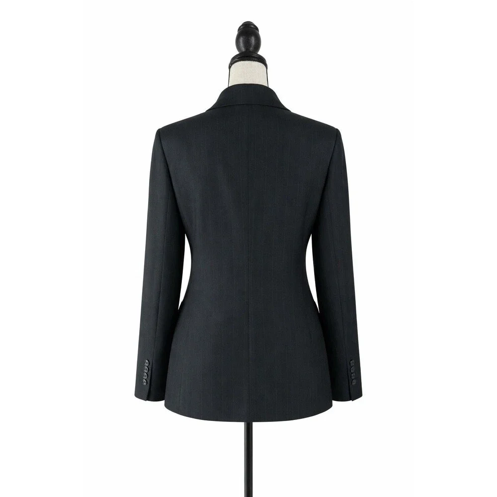 Banana Republic Italy Vintage Women’s Black Striped Wool Blend Blazer‎ Jacket 14
